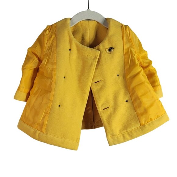 Maggie & Zoe Swing Pea Coat Yellow 12M Double Breasted Lined Pockets Formal - Picture 6 of 9